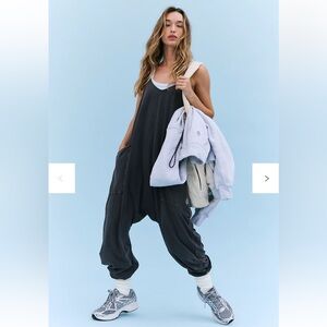 🌟FP MOVEMENT🌟 FREE PEOPLE HOT SHOT ONESIE KNIT JUMPSUIT WASHED BLACK SZ L